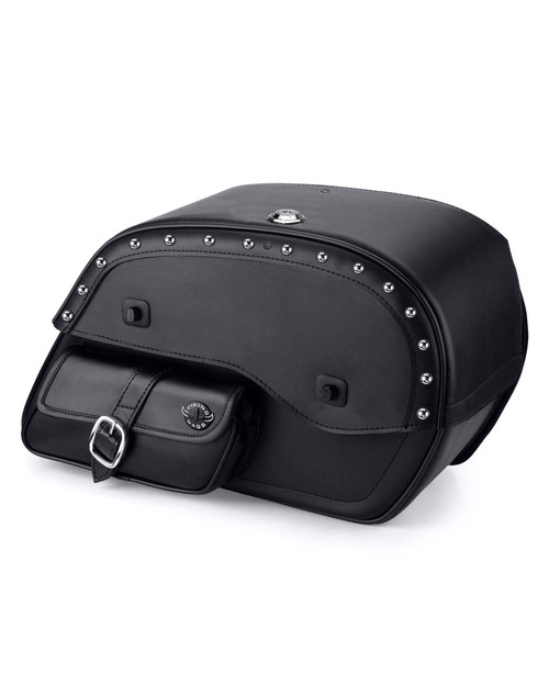 Viking Essential Side Pocket Large Studded Honda 1100 Shadow Ace Leather Motorcycle Saddlebags Main Bag View