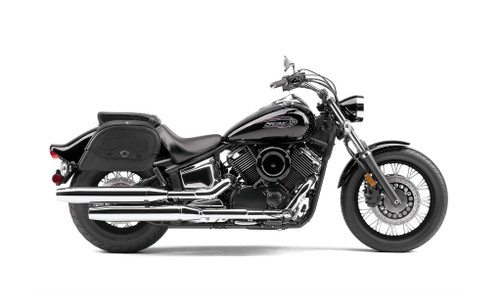 Viking Warrior Medium Yamaha V Star 1100 Custom Leather Motorcycle Saddlebags Bag On Bike View
