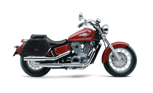 Viking Warrior Extra Large Honda 1100 Shadow Ace Leather Motorcycle Saddlebags Bag on Bike View