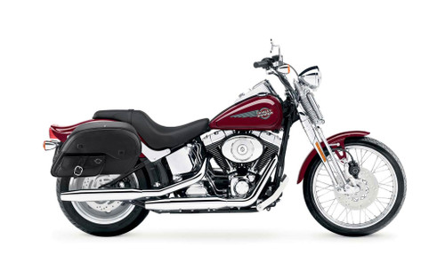 Viking Dweller Side Pocket Extra Large Leather Motorcycle Saddlebags For Harley Softail Springer FXSTS Bag on Bike  View