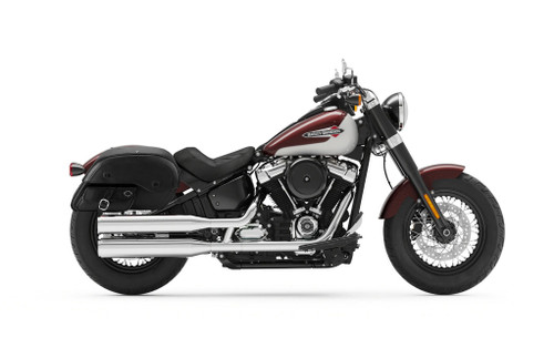 Viking Dweller Side Pocket Extra Large Leather Motorcycle Saddlebags For Harley Softail Slim Bag on Bike View