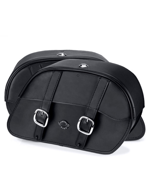 Viking Skarner Large Shock Cut-out Leather Motorcycle Saddlebags for Harley Sportster 883 Iron XL883N Both bag view