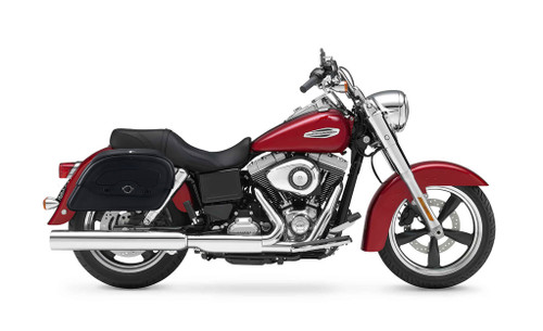 Viking Warrior Medium Leather Motorcycle Saddlebags For Harley Dyna Switchback Bag on bike View