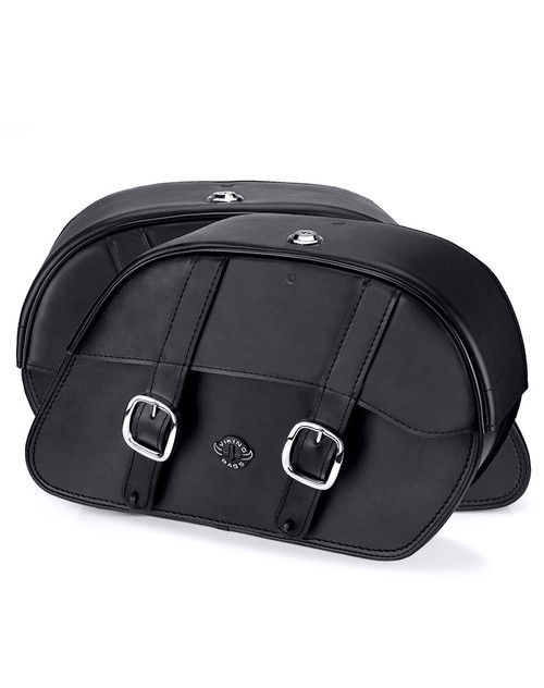 Viking Skarner Large Leather Motorcycle Saddlebags For Harley Softail Deluxe FLSTN Both Bags View