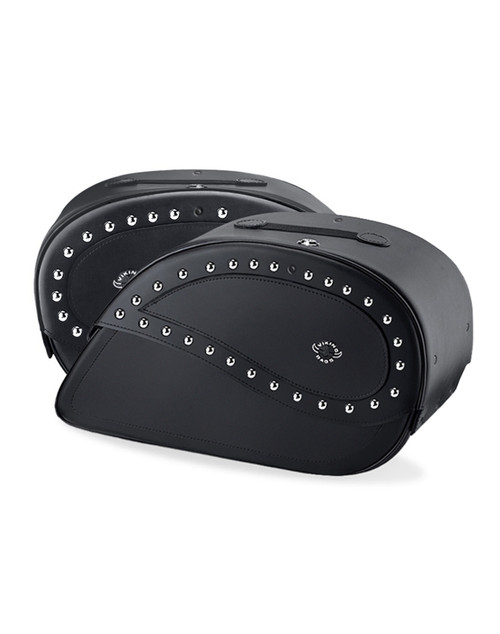 Viking Ultimate Large Studded Leather Motorcycle Saddlebags for Harley Softail Night Train FXSTB/I Both Bags View