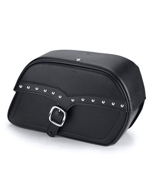 Viking Charger Single Strap Studded Large Motorcycle Saddlebags For Harley Softail Breakout Main View