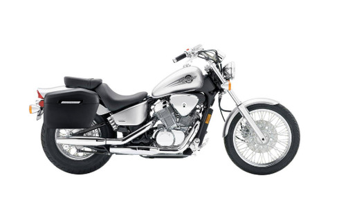 Viking Lamellar Blood Rider Large Honda Shadow 600 VLX Leather Covered Motorcycle Hard Saddlebags Bag on Bike View