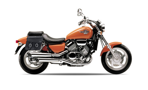 Viking Thor Medium Honda Magna 750 VF750C Leather Motorcycle Saddlebags Bag on Bike View
