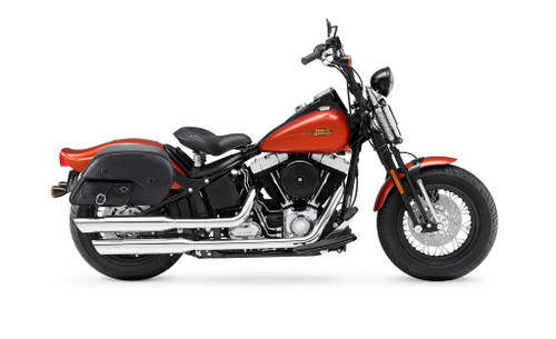 Viking SS Side Pocket Large Motorcycle Saddlebags For Harley Softail Cross Bones FLSTSB Bag on Bike View