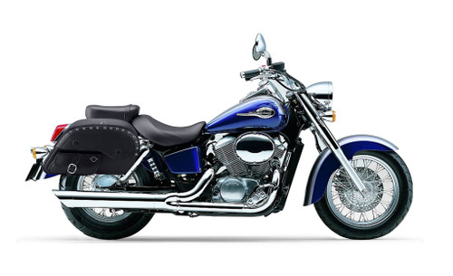 Viking Side Pocket Large Studded Honda Shadow 750 Ace Leather Motorcycle Saddlebags Bag On Bike View