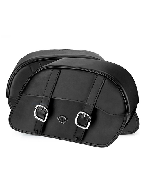 Viking Vital Medium Leather Motorcycle Saddlebags for Harley Softail Breakout FXSB Both Bags View