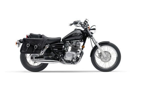 Viking Americano Honda Rebel 250 CMX250C Braided Large Leather Motorcycle Saddlebags Bag on Bike View
