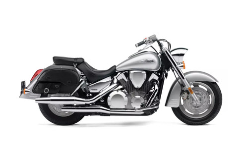 Viking Essential Side Pocket Large Honda VTX 1300 S Leather Motorcycle Saddlebags bag on bike view