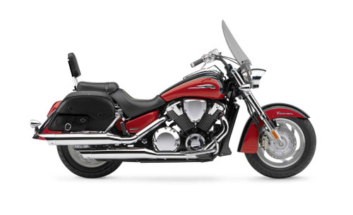 Viking Dweller Side Pocket Extra Large Honda VTX 1800 T Leather Motorcycle Saddlebags Bag on Bike View