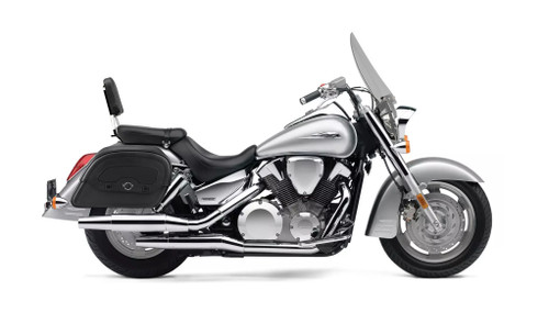 Viking Prospect Honda VTX 1300 T Tourer Large Leather Motorcycle Saddlebags Bag on Bike View