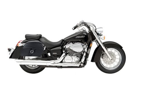 Viking SS Medium Honda Shadow 750 Aero Leather Motorcycle Saddlebags Bag On Bike View
