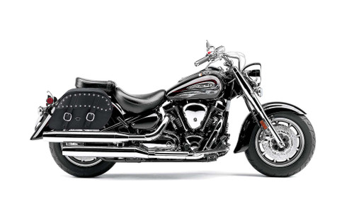 Viking Vital Large Yamaha Road Star S Midnight Leather Studded Motorcycle Saddlebags Bag on Bike View