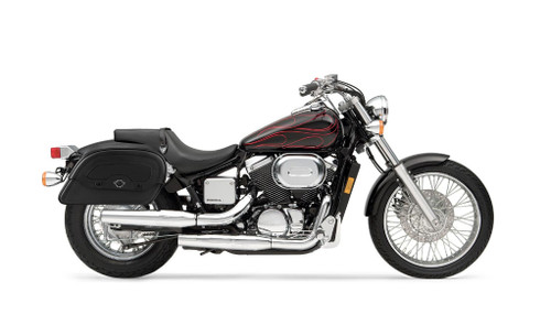 Viking Prospect Honda Shadow 750 Spirit DC Large Leather Motorcycle Saddlebags Bag on Bike View