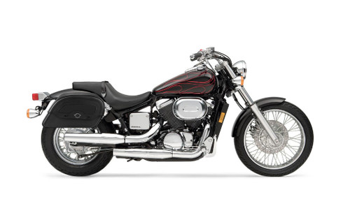 Viking Prospect Medium Honda Shadow 750 Spirit DC Leather Motorcycle Saddlebags Bag on Bike View