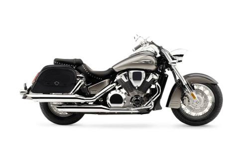 Viking Prospect Honda VTX 1800 S Large Leather Motorcycle Saddlebags Bag On Bike View