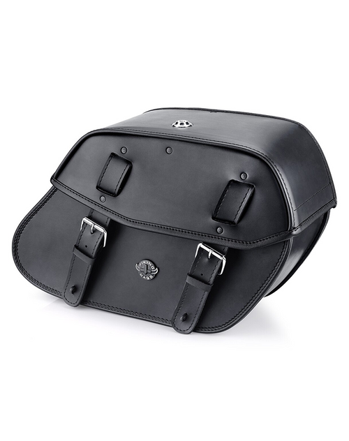 Viking Odin Large Leather Motorcycle Saddlebags for Harley Softail Slim Main Bag View
