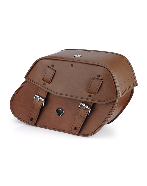 Viking Odin Brown Large Honda Shadow 750 Ace Leather Motorcycle Saddlebags Main View