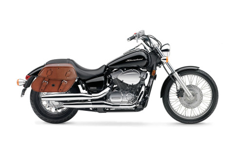 Viking Odin Brown Large Honda Shadow 750 Spirit Leather Motorcycle Saddlebags Bag On Bike View