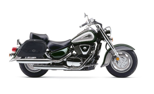 Viking Warrior Large Suzuki Intruder 1500 VL1500 Leather Motorcycle Saddlebags Bag On Bike View