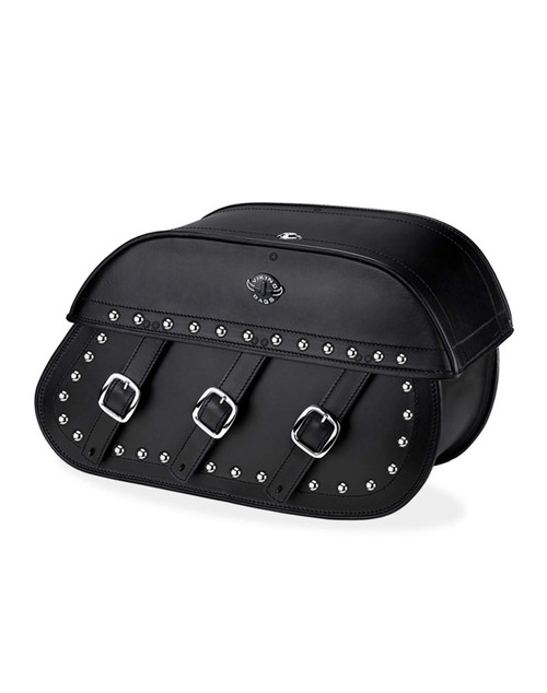 Viking Trianon Studded Motorcycle Saddlebags For Harley Softail Slim Main Bag View