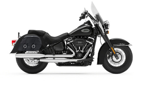 Viking Skarner Medium Leather Motorcycle Saddlebags For Harley Softail Heritage FLSTC Bag on Bike View