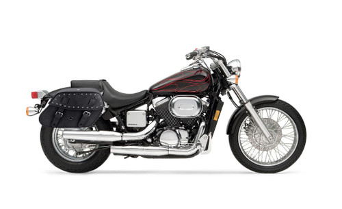 Viking Odin Large Studded Honda 750 Shadow Spirit DC Leather Motorcycle Saddlebags Bag on Bike View