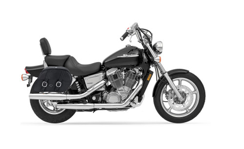 Viking Skarner Medium Lockable Honda Shadow 1100 Spirit Leather Motorcycle Saddlebags Bag on Bike View
