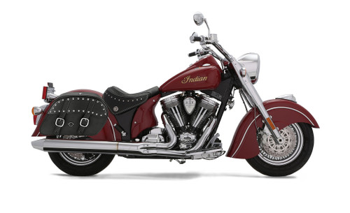 Viking Skarner Large Indian Chief Deluxe Leather Studded Motorcycle Saddlebags Bag on Bike View