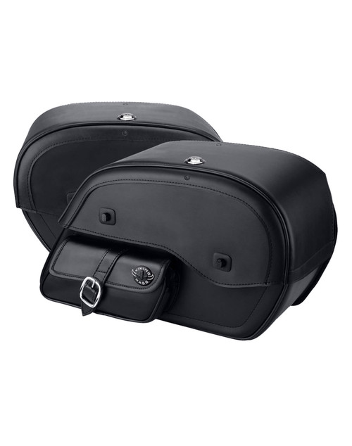 Viking Charger Side Pocket Large Shock Cutout Honda 1500 Valkyrie Standard Leather Motorcycle Saddlebags Both Bags View