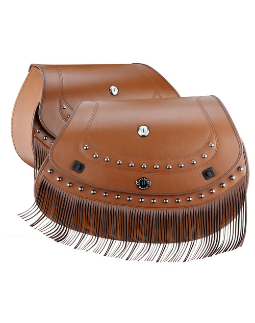 Indian Chief Roadmaster Viking Indian Specific Brown Leather Motorcycle Saddlebags Both Bags View