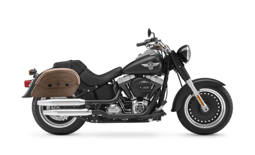 Viking Warrior Brown Large Leather Motorcycle Saddlebags For Harley Softail Fat Boy Lo Bag On Bike View