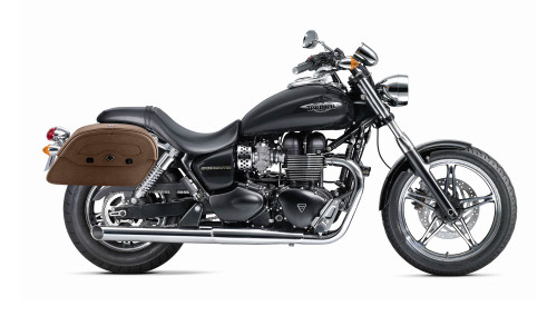 Viking Warrior Brown Large Triumph Speedmaster Leather Motorcycle Saddlebags Bag On Bike View
