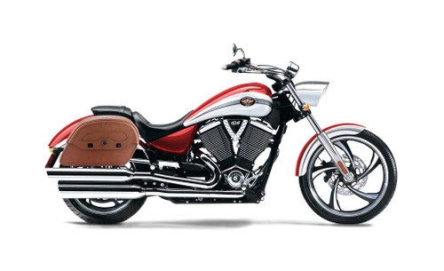 Viking Warrior Brown Large Victory Vegas Leather Motorcycle Saddlebags Bag On Bike View