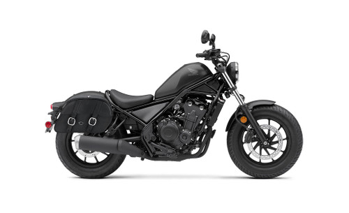 Viking Skarner Large Honda Rebel 500 Shock Cut-out Leather Motorcycle Saddlebags Bag on bike View