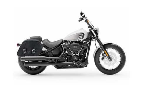 Viking Vital Large Leather Motorcycle Saddlebags For Harley Softail Street Bob Bag On Bike View