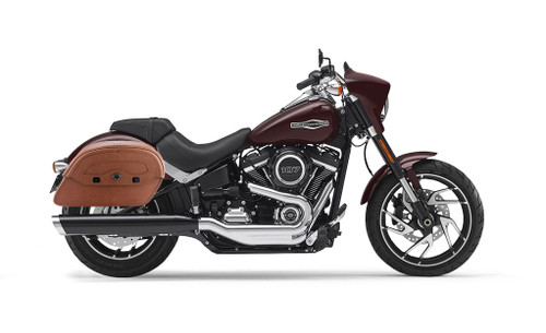 Viking Warrior Series Brown Large Motorcycle Saddlebags For Harley Softail Sport Glide Bag On Bike View