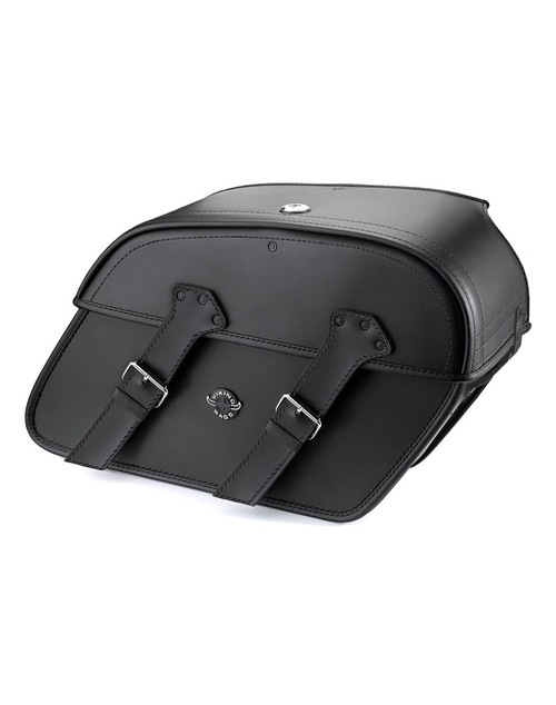 Honda 1100 Shadow Ace Viking Raven Extra Large Shock Cut-Out Leather Motorcycle Saddlebags Main View
