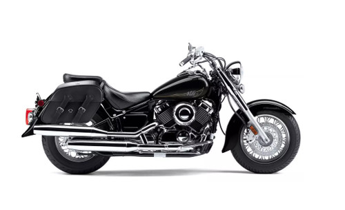 Viking Raven  Large  Yamaha V Star 650 Classic, XVS65A Leather Motorcycle Saddlebags Bag On Bike View