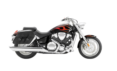 Viking Raven Extra Large Honda VTX 1800 C Leather Motorcycle Saddlebags  Bag On Bike View