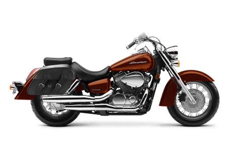 Viking Raven Extra Large Honda Shadow 1100 Aero Leather Motorcycle Saddlebags Bag On Bike View