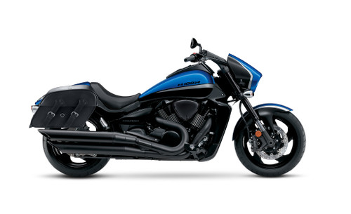 Viking Raven Extra Large Suzuki Boulevard M109, VZR 1800 Leather Motorcycle Saddlebags  Bag On Bike View