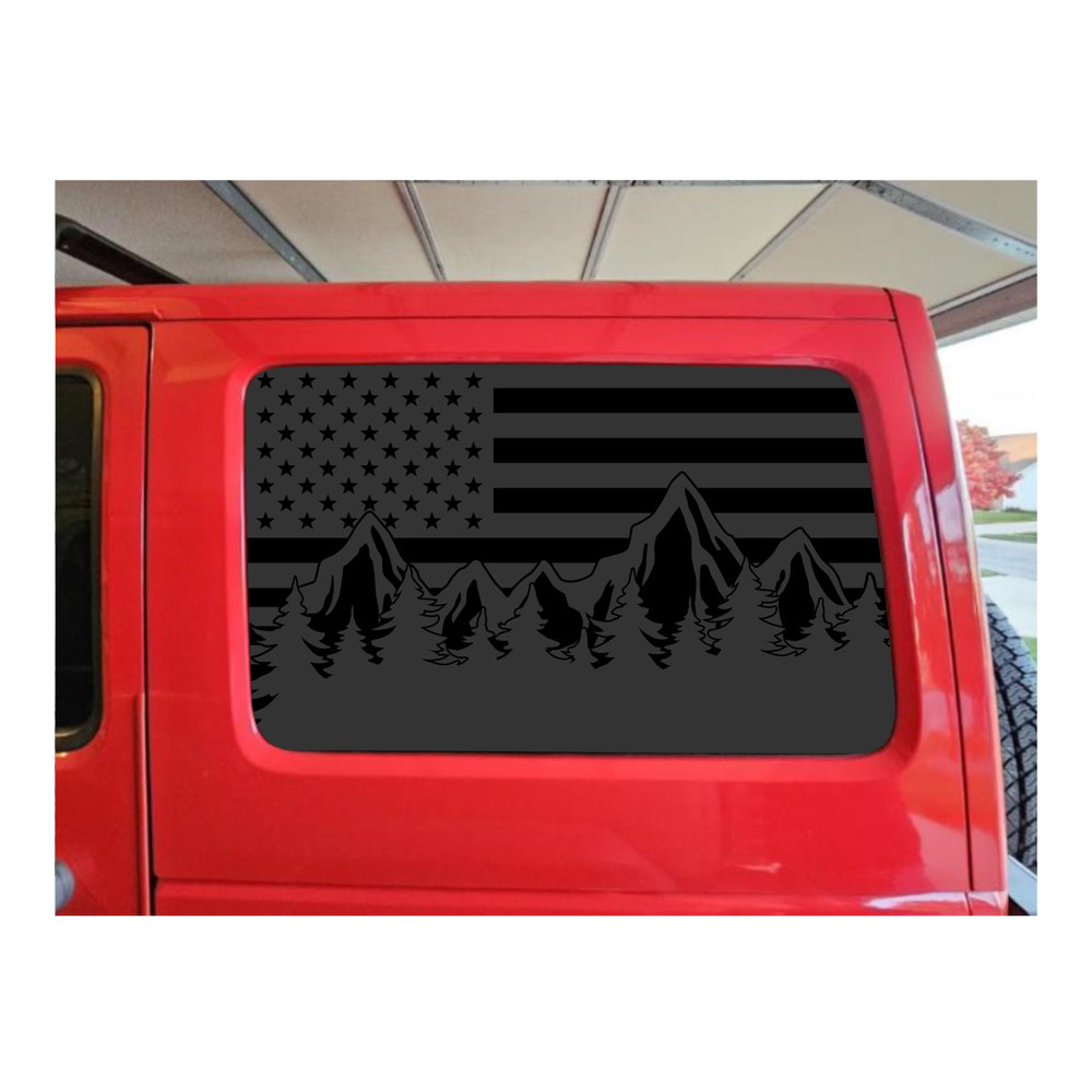 Jeep Wrangler Rear Side Window Flag Mountain Decals Jeep Wrangler Rear Side Window Flag Mountain Decals