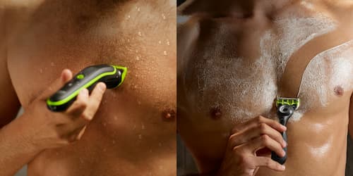 comparison of trimming chest hair vs shaving chest hair.