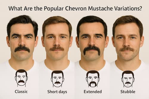 Classic short and extended chevron mustache styles