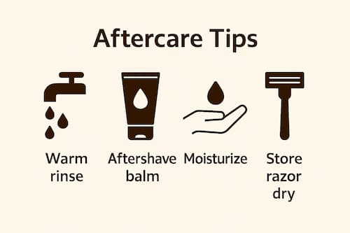 Flat-lay of razor, shave gel, towel, and moisturizer for post-shave care and blade maintenance